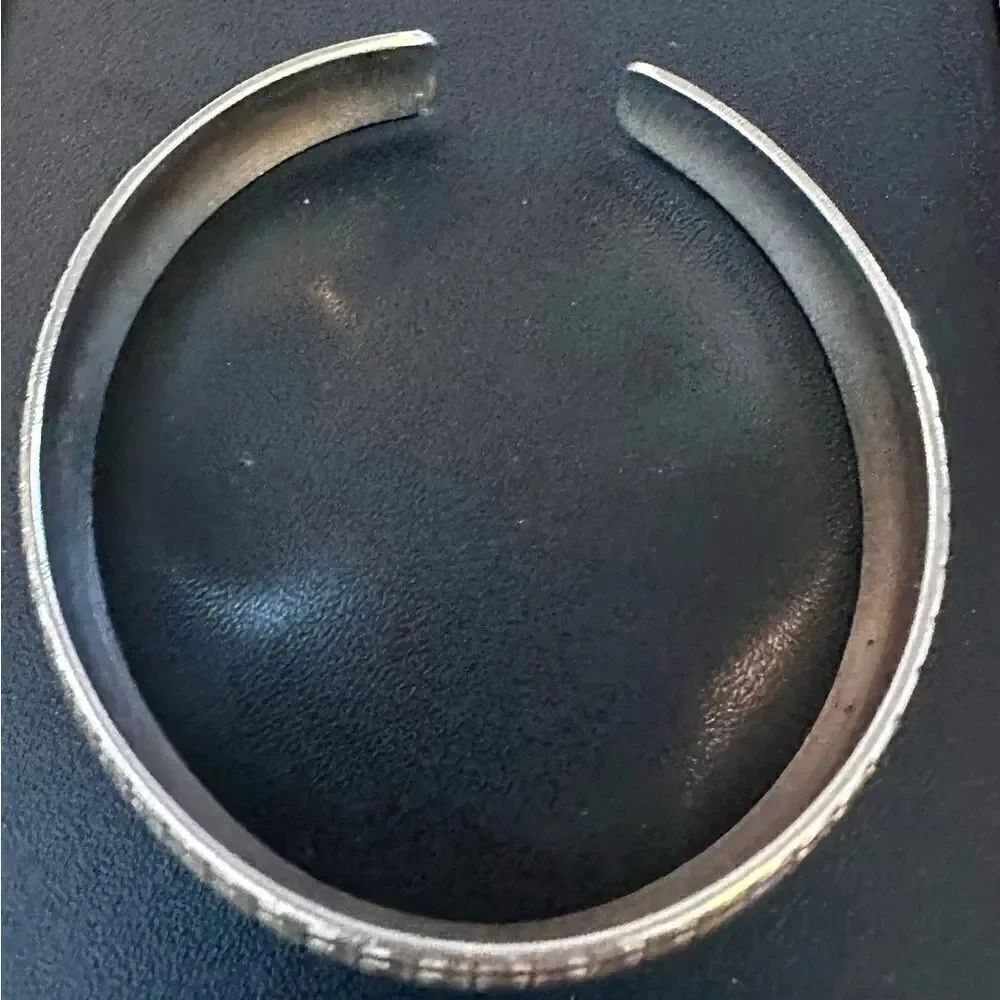 Silver Honeycomb Pattern Cuff Bracelet - Picture 2 of 3